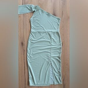 PrettyLittleThing Mint Green One-Shoulder Dress